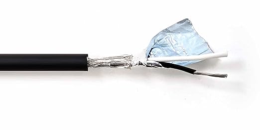 KWANGIL 2C 18AWG AMSB Shielded Cable Wire (UL2464) - Highly Flexible Str TC, PVC Ins, OS+TC BRD, PVC JKT for CNC Machine, Stepper Motor, VFD Spindle (Matte Black 100FT)