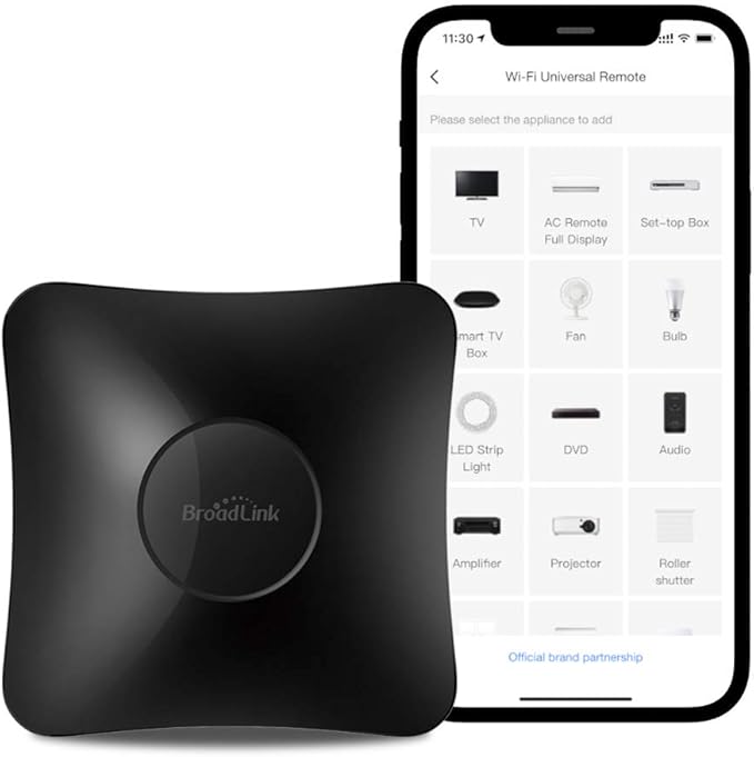 BroadLink RM4 pro IR and RF Universal Remote, All in One Hub Code Learning Wi-Fi Remote Control for TV Air Conditioner STB Audio, Curtain Motor, Works with Alexa, Google Home, IFTTT