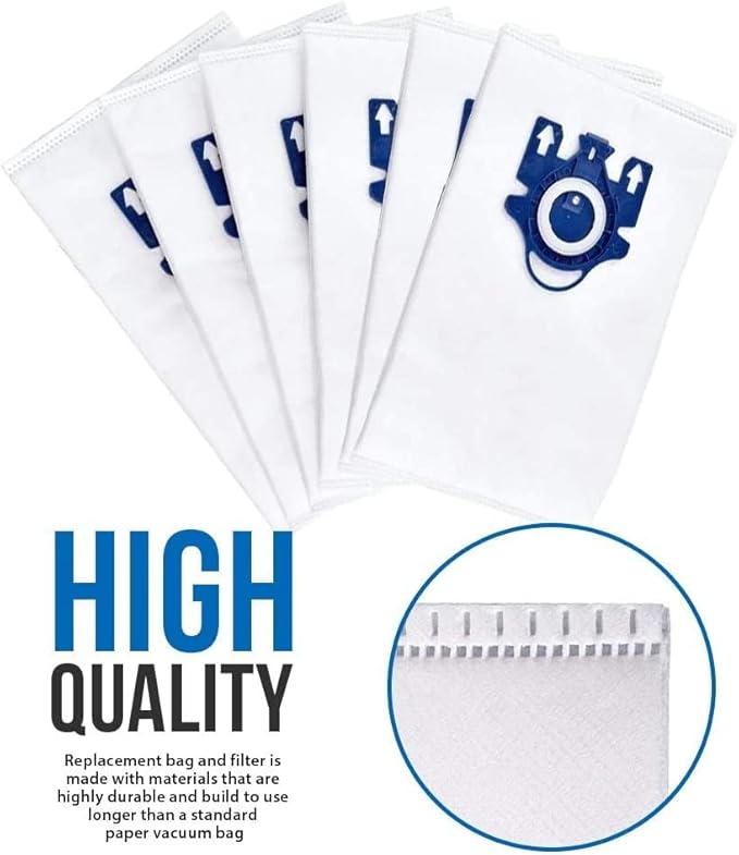 Compatible With Miele 10123210 Dust Bag, Type GN, 8 Bags & 2 Filters, White
