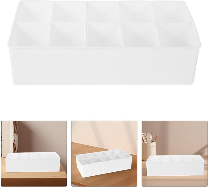 SHERCHPRY Plastic Cable Organizer Box with Compartments Multipurpose Desk Insert for Electronic Devices Chargers and Stationery Storage in Home Office and Workspace
