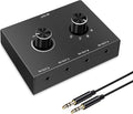 4 Port Audio Switch, 3.5mm Stereo AUX Selector, 4 Input 1 Output / 1 Input 4 Output Splitter, Switcher Box With 4 Channel Switch Knob, No External Power Required