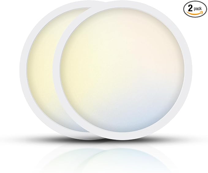 TOPELER 9 Inch LED Flush Mount Ceiling Light, 24W 2000Lm, 5 Color Temperature in One (27K/30K/40K/50K/60K), Dimmable Surface Mount Flat Ceiling Lamps for Bedroom, Kitchen, Dining Room, 2 Pack