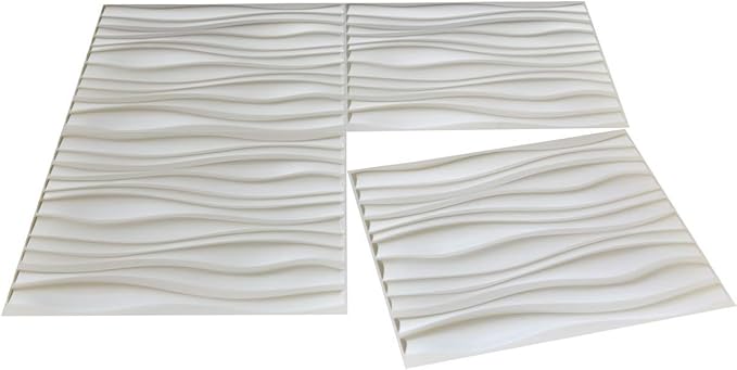 Art3d Decorative 3D PVC Wall Panel for Interior Décor, 6-Pack 24.6 x 31.5 in., Wave 2