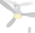 SMAAIR 52 Inch Ceiling Fan with Light and Remote Control, Flush Mount Ceiling Fans with Lights, Reversible, Noiseless DC Motors, Dimmable, Indoor Ceiling Fan for Bedroom, Living Room, White