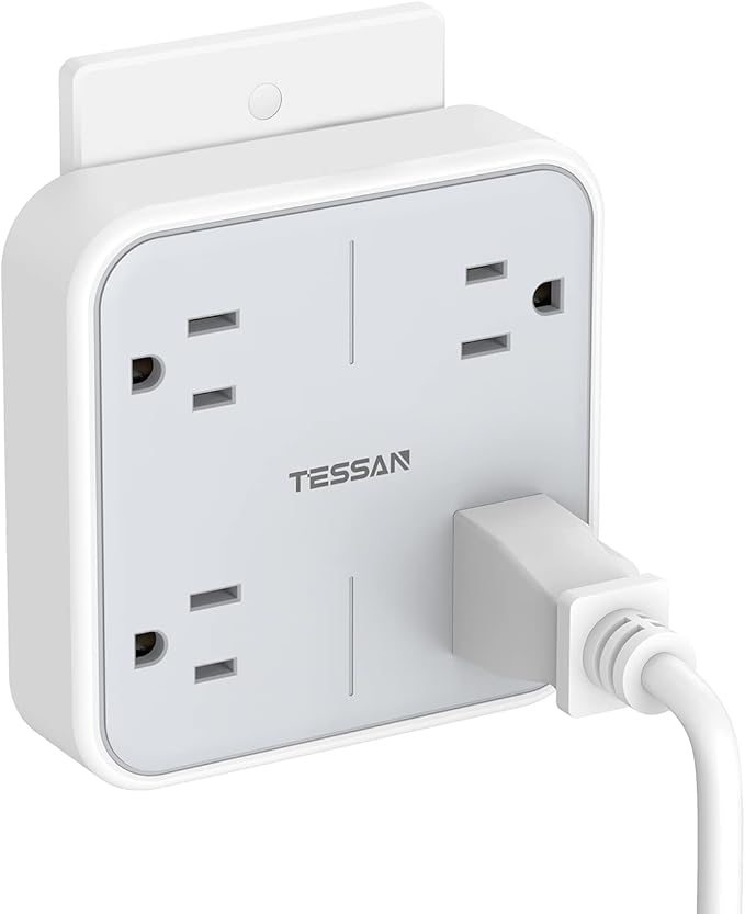 Multi Plug Outlet Splitter, TESSAN Widely Spaced Outlet Extender with 4 AC, Wall Plug Expander Surge Protector for Home, Office, Dorm Essentials