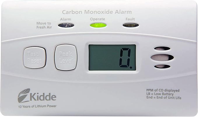 Kidde Carbon Monoxide Detector with 10-Year Battery, Digital Display, 3 LEDs & Nighthawk Carbon Monoxide Detector & Explosive Gas Detector, AC-Plug-in with Battery Backup, Digital Display, White