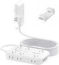 25FT Extension Cord with Outlet Cover & Multi USB, Ultra Thin Outlet Concealer with Cord & 12AC Outlet 6 USB (24W/4.8A), Charging Station for Multiple Devices, for Behind Wall Furniture Couch TV