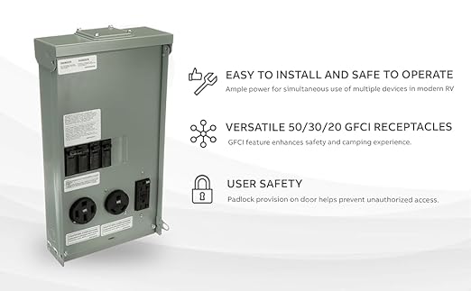 Midwest 50/30/20 amp U075CTL010 RV/EV Panel w/ 20 AMP GFCI - Heavy Duty