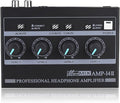 Riworal Headphone Amplifier 4 Channel Audio Amplifier Portable Splitter with 1/4"& 1/8" TRS Output Input for Dj Mixer Or Monitor Headphone for Stereo/Mono