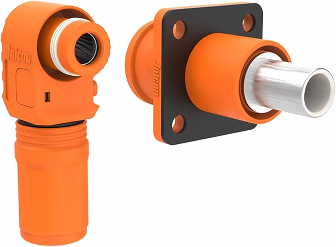 1 Set Battery Energy Storage Connector, 120A 25mm² High Current Connectors Quick Plug Terminal Orange Right Angle Plug and Socket IP67 Waterproof Power Adapter Crimping Wiring (120A, Orange)