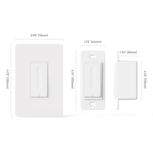 TREATLIFE 3 Way Smart Dimmer Switch 2 Pack, 2 Master 3 Way Dimmable Light Switches, 2.4GHz WiFi Smart Switch Compatible with Alexa and Google Home, Neutral Wire Needed, No Hub Required
