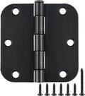 48 Pack Rounded Matte Black Door Hinges 3.5 Inch 5/8" Radius for Interior 3 1/2" Flat Iron Bifold Residential Standard Bedroom Indoor for Doors 3 ½"Hardware House Home Decor Essentials Accessories