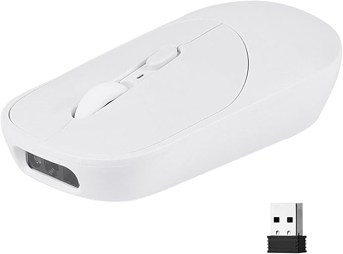 THARO New Wireless Mouse Barcode Scanner, 2-in-1 Design 2D Handheld Barcode Scanner with Wireless Mouse Functions for POS System,Store,Supermarket, Warehouse.(White)