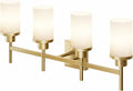 AONEON Wall Light Fixtures 4-Light Over Mirror, Gold Vanity Lights with White Frosted Glass Shade, Wall Sconces for Bathroom Washroom Kitchen T001GD-L4