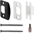 MOSECYOU Standard Door Strike Plate with Reinforced 3" & 1" Torx/Star Screws, Striker Restorer Kit with Spacer Shim Plates, T20 Screw Bit, Wood Dowels (Black, 1 Pack)