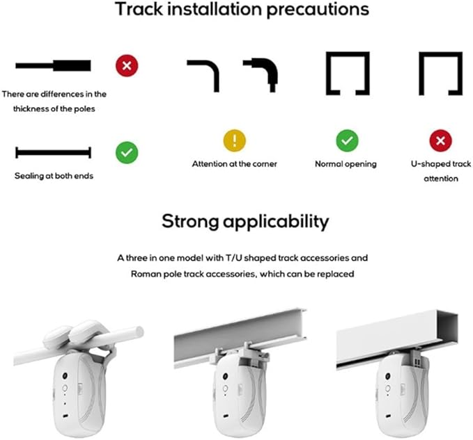3 in1 Electric Curtain Opener Motor with Remote Control, Automatic Curtain Opener and Closer for Roman/U/T Rails Curtain Tracks(1pc)