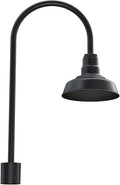 Steel Lighting Co. Hawthorne Light | Outdoor Pole Top Mounted | 8" Dome | Upslope Gooseneck with Slip Fitter for 2-3/8" Standard Poles | Made in America | Matte Black Exterior/Matte Black Interior