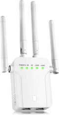 WiFi Extender Signal Booster,WiFi Extender, 5G WiFi Booster (Up to 10000sq. ft for 55+ Devices), WiFi Repeater with 4 Antennas 360° Coverage, WPS 1-Tap Setup with Dual Band 1200Mbps