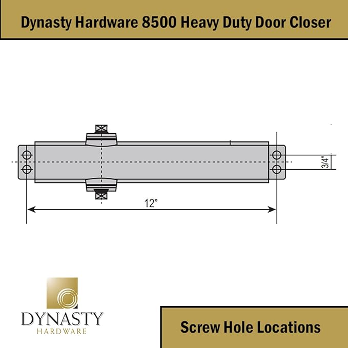 Dynasty Hardware Door Closer, Grade 1 Heavy Duty Commercial Hydraulic Closer, Self-Closing, Adjustable Spring Size 1-6, ADA Compliant, Surface Mount, Black, Series 8500