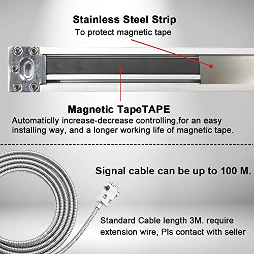 3 Axis DRO Digital Readout for Milling Machine Lathe Machine 3pcs Magnetic Scale 5um IP67 Sealing Protection (3pcs Customized Magnetic Scale)