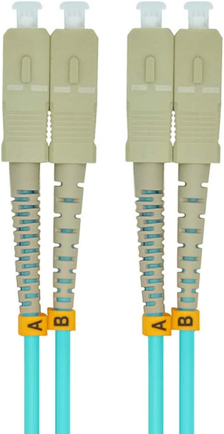 Jeirdus 10 Meters 33ft SC to SC Duplex 50/125 10G OM3 Multi-Mode Fiber Optic Cable Jumper Optical Patch Cord SC-SC