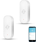 Smart Vibration Sensor: Wireless Glass Break Detector, WiFi Door Sensor with App Alerts, Adjustable Sensitivity, Glass Break Security Sensor for Alarm System and Smart Home Automation (2-Pack)
