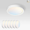 ASD LED 5" Round Flush Mount Ceiling Light Fixture, Low Profile Surface Lighting | 5CCT, Dimmable, Ultra-Thin, ETL Listed | 10W 700LM 2700-6000K 120V | Kitchen, Bedroom, Hallway Lamp | White, 6 Pack