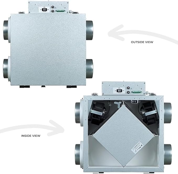 VENTS-US Frigate ERV 80 R - Whole House Energy Recovery Ventilation System, Up to 100 CFM - Continuous Supply of Fresh Air While Exhausting Equal Amounts of Stale Air