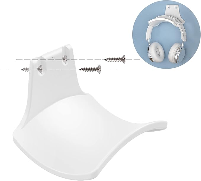 SIROLISA 2-Pack Headphone Stand Hanger Wall Hooks, Save Space Headset Stand Holder for Universal Gaming Headset Airpods Max Sony Bose Beats, Strong Adhesive with Screws, White