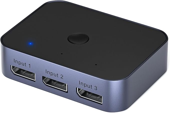Arector Bi-Directional DisplayPort 1.4 Switcher, 3 in 1 Out 8K DP Switcher Box Supports 8K 30Hz / 4K 120Hz Compatible with TVs Monitors Laptops PC Projectors etc