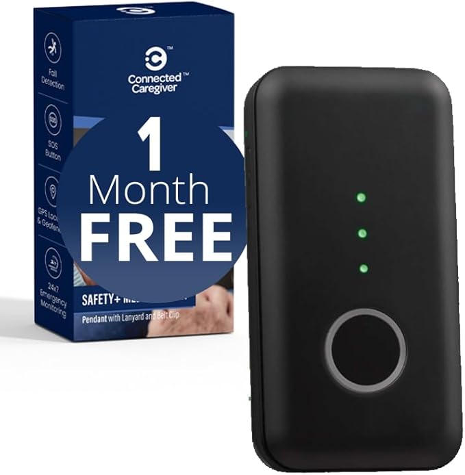 Connected Caregiver Safety+ Gemini 4G Medical Alert System for Seniors: Advanced, Fall Detection, 24/7 Monitor, WiFi Locate, SOS Button, Small, Lightweight, (Call to Activate)