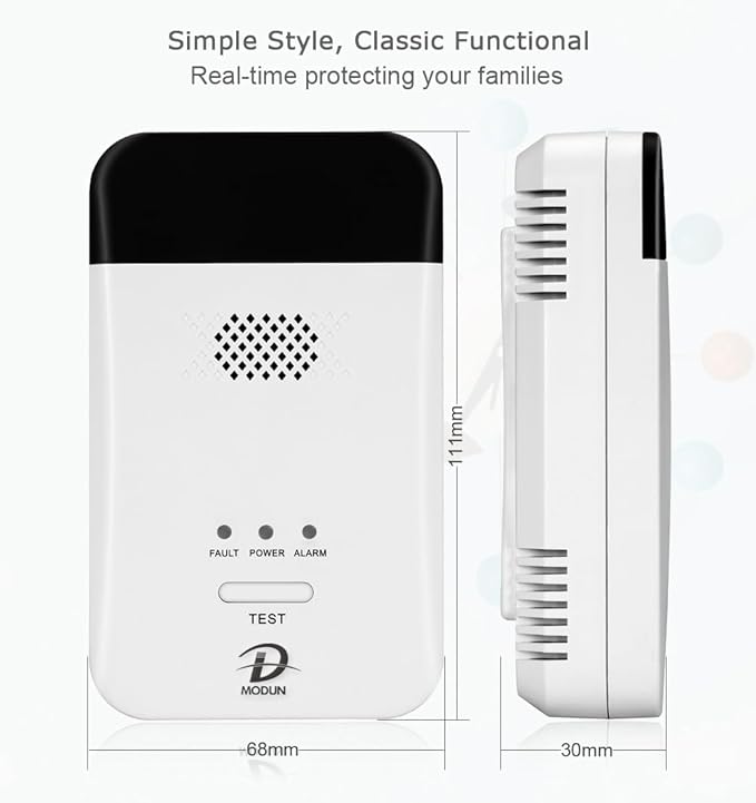 MODUN D Gas Detector for Home, Natural Gas|LPG|Coal Gas Leak Detector Alarm, Methane Propane Detector Butane Combustible Gas Alarm for Kitchen Garage RV, Plug-in Sensor Gas Monitor with LED Display