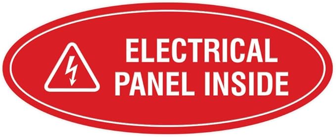 Signs ByLITA Oval Electrical Panel Inside Sign (Red) - Large