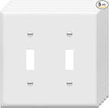 ENERLITES Double Toggle Switch Cover, Two Gang Light Switch Wall Plate, Standard Size 2-Gang 4.5" x 4.5", Unbreakable Polycarbonate Thermoplastic, UL Listed, 8812-W-5PCS, White (5 Pack)