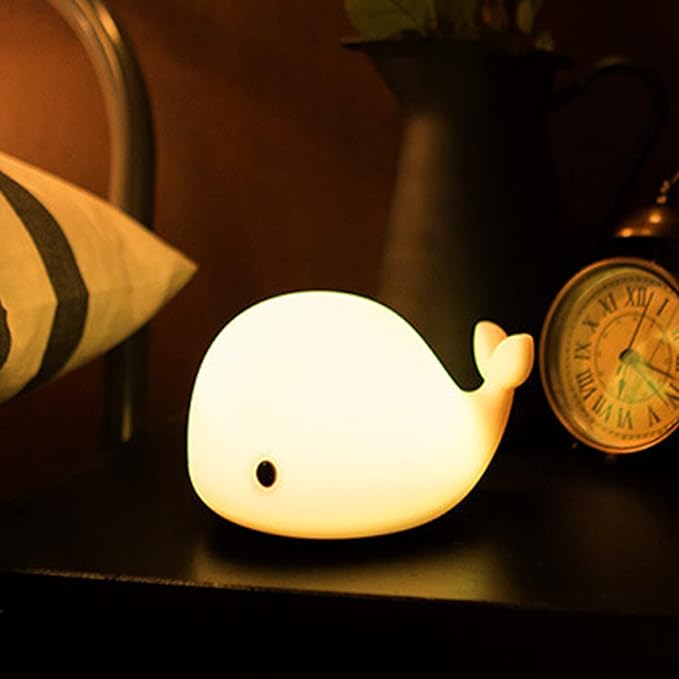 LEDHOLYT Night Light for Kids, Cute Silicone Nursery Dolphin Lamp for Baby and Toddler, Animal NightLight for Bedroom, Squishy Night Lamp for Kids Room (Dolphin)