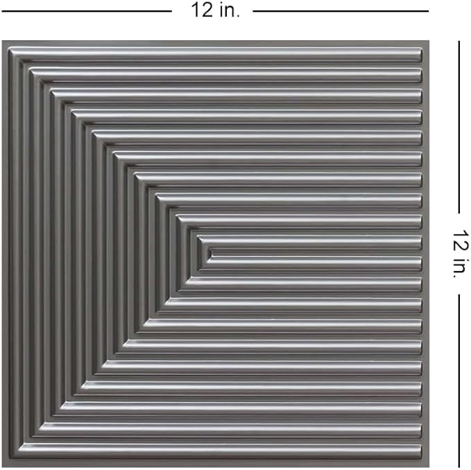 From Plain To Beautiful In Hours 9004 Depth Tier PVC 12 in x 12 in Peel and Stick Wall Panels (Covers / 10 sq.ft), Silver, 10 Piece