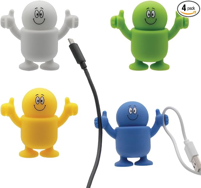 Cable Guy Cord Holder – Set of 4, Silicone Cable Organizer with Sticky Feet, Removable & Repositionable
