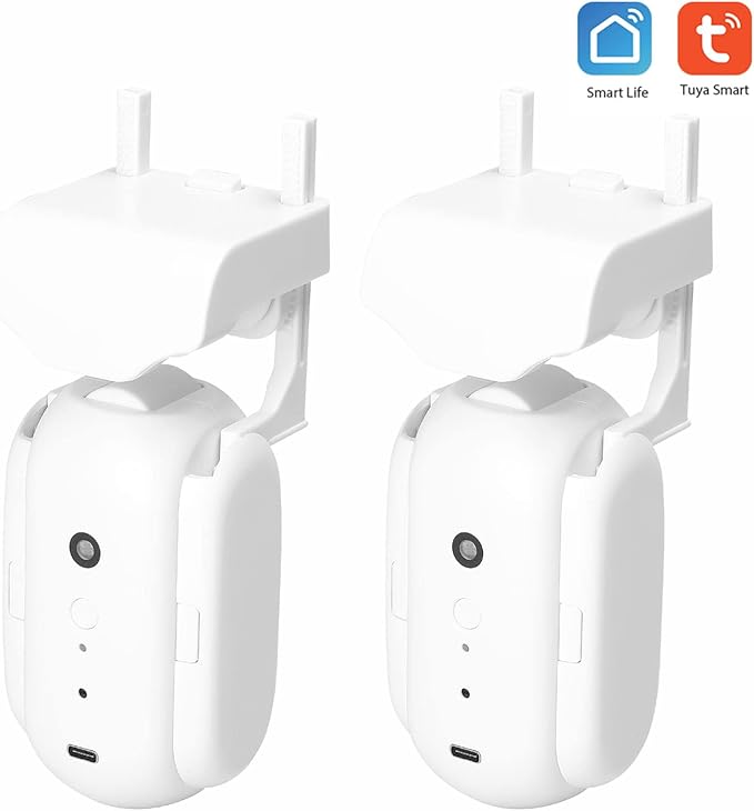Sunydog 2pcs Tuya Smart Curtain Motor BT Voice Control Switch Electric Curtain Robot APP Control Timer Setup Compatible with Alexa Google Home for Roman Rod