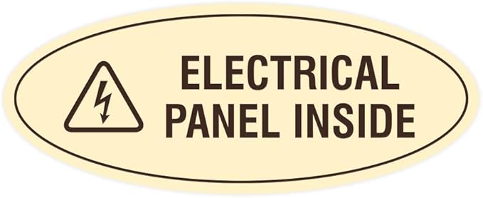 Signs ByLITA Oval Electrical Panel Inside Sign (Ivory/Dark Brown) - Medium