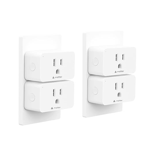 Minoston Matter Smart Plug, Smart Outlet Compatible with Alexa, Apple Home, Google Home, SmartThings, App and Voice Control, 100% Privacy, 2.4G Wi-Fi Only, White, 4 Pack