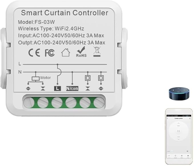 FTVOGUE Smart Curtain Controller Zigbee Switch, Voice Control, Timer, Shared Devices, Smart Relay Switch, for Home Hotel Apartment Office, with Smart Timing Function (1Pcs)