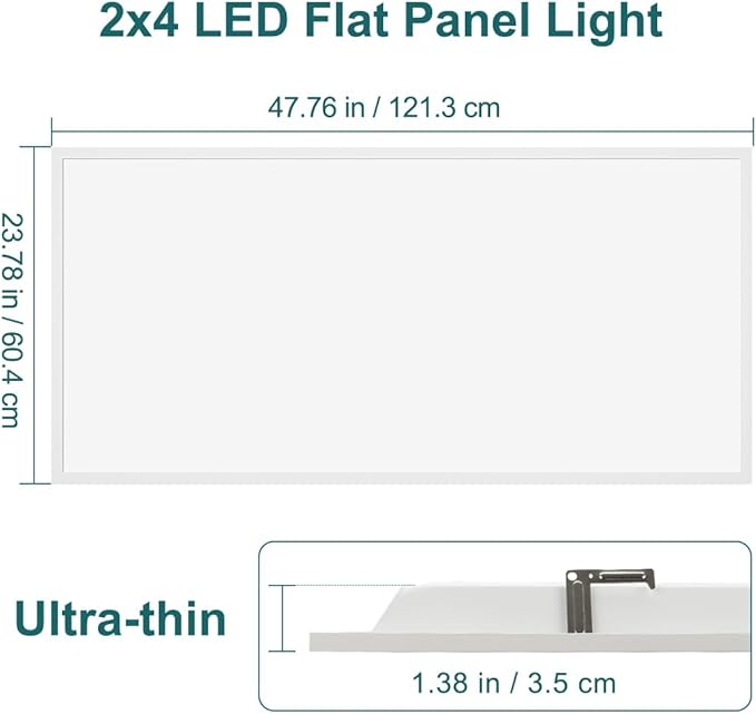 kadision 2x4 LED Flat Panel Light, 60W/50W/40W/30W/25W Adjustable, 5000K/4000K/3500K Selectable, 6600LM 0-10V Dimmable Drop Ceiling Lights, 100-277V ETL-Listed, 2-Pack