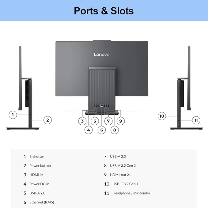 Lenovo 2024 IdeaCentre I Business All-in-One, 27" FHD Touchscreen 100Hz, Intel Core i5-13420H, 32GB DDR5 RAM, 1TB SSD, Wireless Charging Base, Wireless KB & Mouse, Wi-Fi 6, Windows 11 Pro, Grey