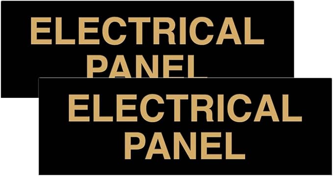 All Quality Basic Electrical Panel Sign - Fire Regulation Safety Compliance Sign - Black/Gold - Large (2 Pack)