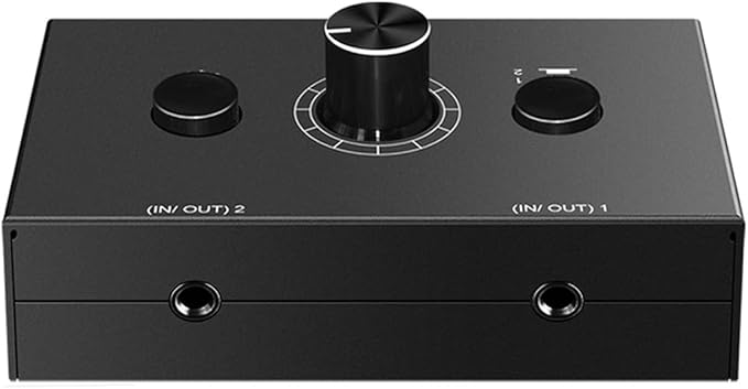Audio Switcher 3.5mm Audio Selector Splitter Box Mini 2(1)-in-1(2)-Out Audio Sharing Manual Selector Compatible Active Speaker((3.5mm Stereo Audio Switcher)
