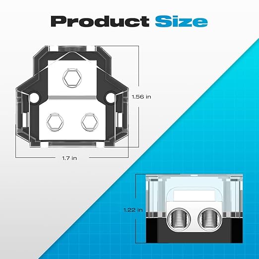 Distribution Block, Malictele 2 Way Power Distribution Block 1x 0/2/4 Gauge Input 2X 4/8 Gauge Output Out Amp Power Distribution Block Car Audio Splitter for Vehicles Boats 2 Pack