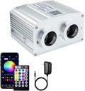 AZIMOM Dual Port 16W Twinkle Fiber Optic Starlight Box Sound Activated RGBW Fiber Optic Light Source APP/Remote Control Dual Head Light Engine Driver for Car Home Ceiling Star Lighting Decor