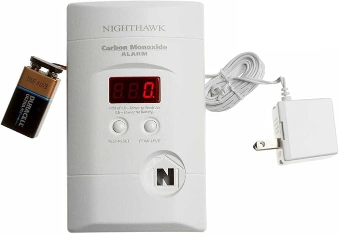 Kidde Carbon Monoxide Detector, Plug In Wall with 9-Volt Battery Backup, Digital LED Display - 6 Pack