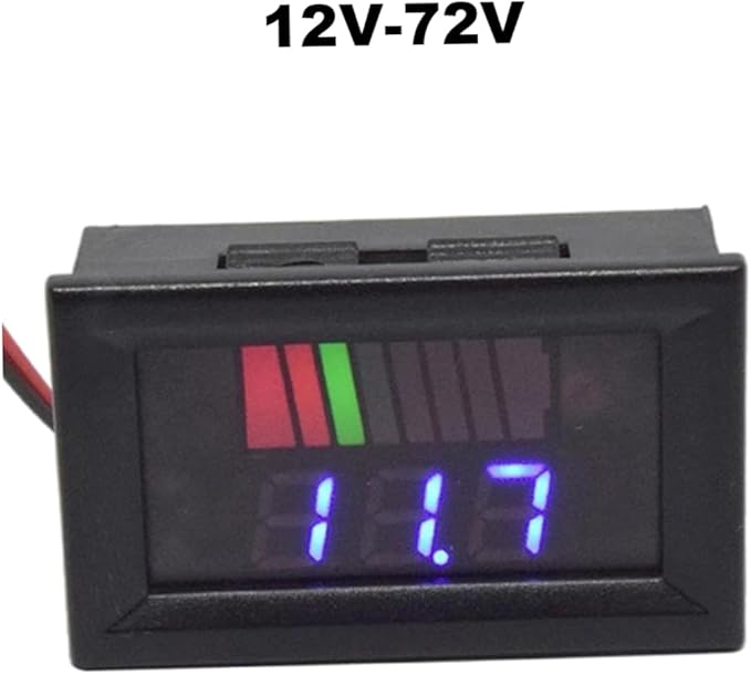 Battery Charge Level Indicator Universal Car Battery Capacity Meter Tester Checker 12V-72V Blue Car Battery Tester Motorcycle Battery Checker Battery Fuel Gauge Indicator Battery Capacity Meter Teste
