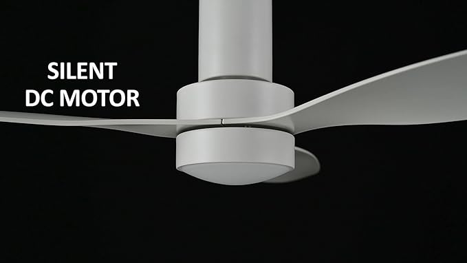 SMAAIR 52 Inch Ceiling Fan with Light and Remote Control, Flush Mount Ceiling Fans with Lights, Reversible, Noiseless DC Motors, Dimmable, Indoor Ceiling Fan for Bedroom, Living Room, White